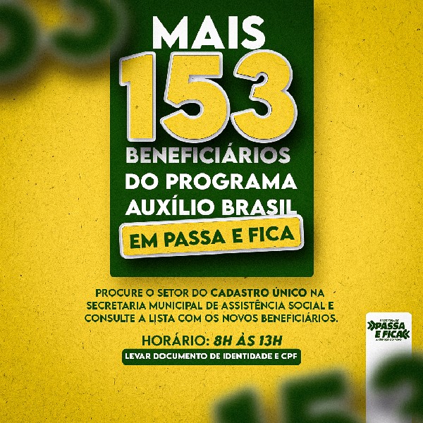Mais 153 famílias inseridas no Programa Auxílio Brasil